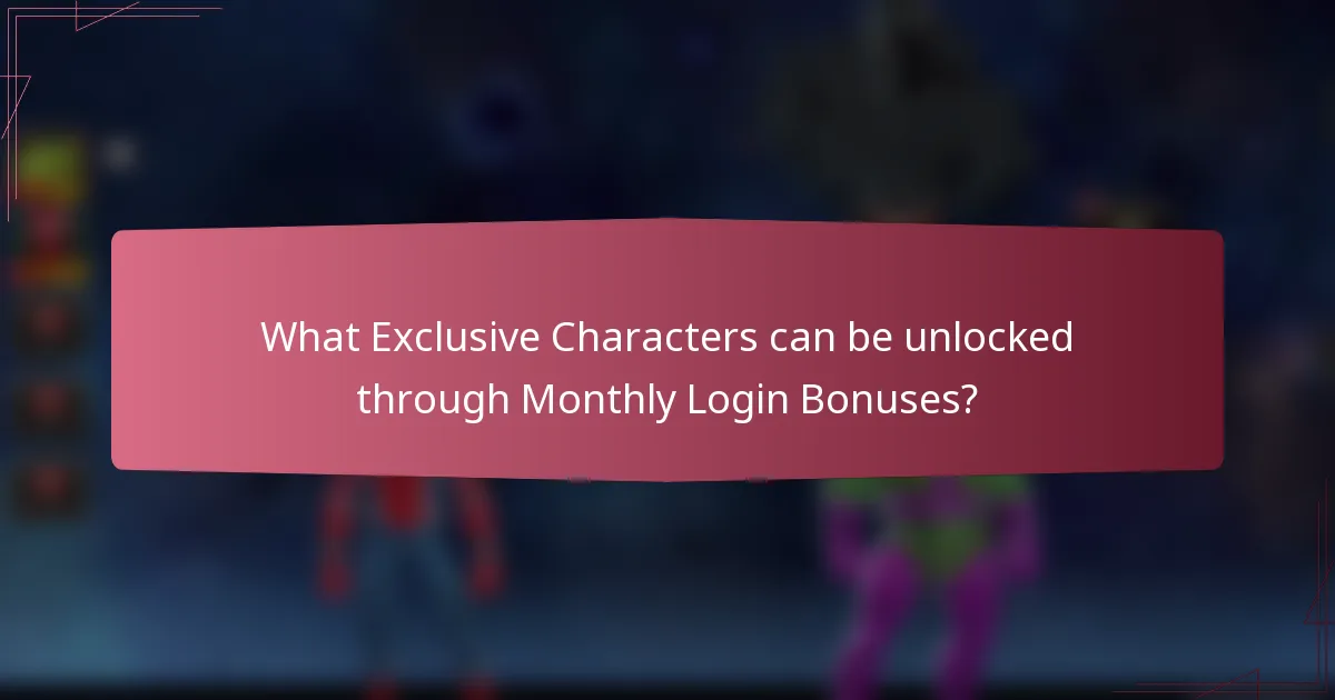 What Exclusive Characters can be unlocked through Monthly Login Bonuses?